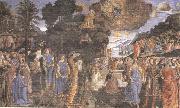 Sandro Botticelli Cosimo Rosselli and Assistants,Moses receiving the Tablets of the Law and Worship of the Golden Calf Sweden oil painting artist